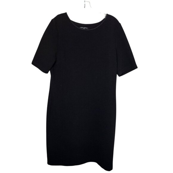 Mario Serrani Italy Black Knit Sheath Dress Women’s Large Ribbed Texture - Picture 3 of 5